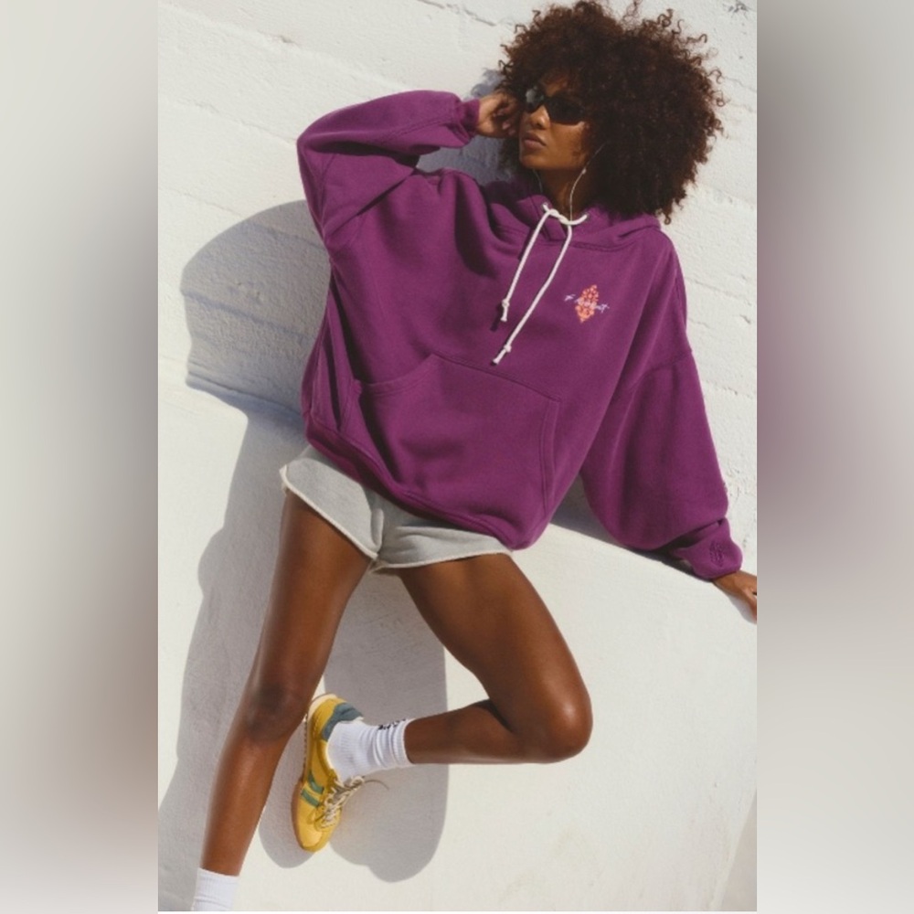 Free People Movement Final Call Hoodie. Color Mulberry.